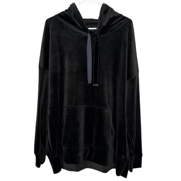 Ideology Women's Black Oversized Velour Hooded Pullover Size Large - Picture 1 of 8
